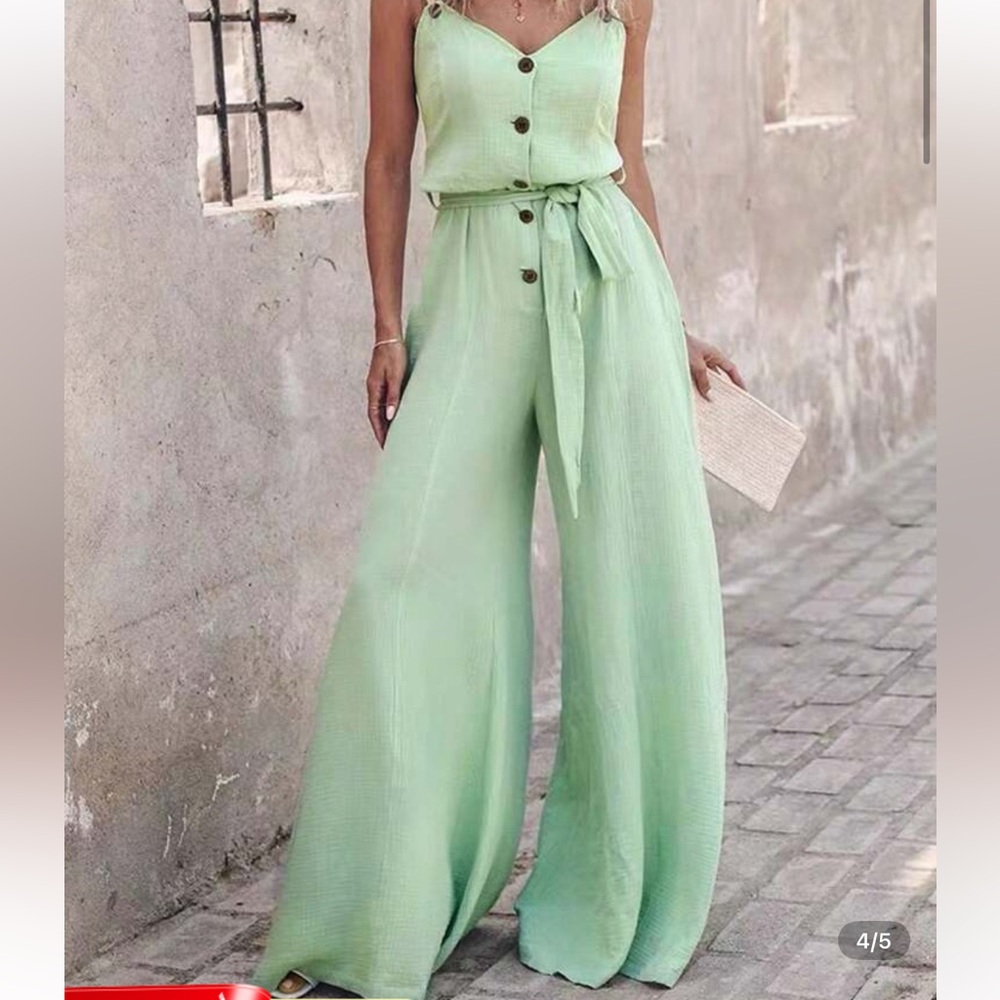 Mint Green Wide-Leg Jumpsuit
